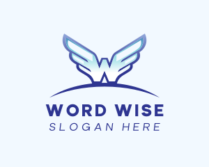 Blue Wings Letter W logo design