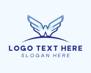 Brave - Blue Wings Letter W logo design