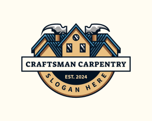 Hammer Roof Carpenter logo design