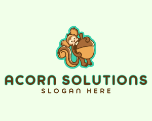 Cartoon Squirrel Acorn logo