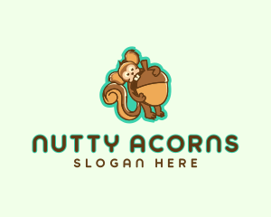 Cartoon Squirrel Acorn logo design