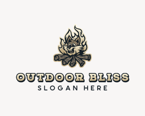 Bear Outdoor Campfire  logo design