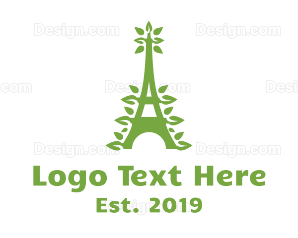 Green Leafy Eiffel Tower Logo