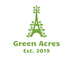 Green Leafy Eiffel Tower logo design