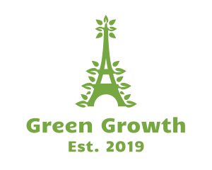 Green Leafy Eiffel Tower logo design