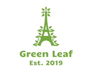 Green Leafy Eiffel Tower logo design