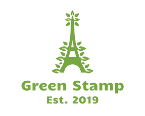 Green Leafy Eiffel Tower logo design