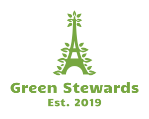 Green Leafy Eiffel Tower logo design