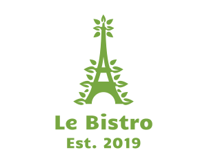 Green Leafy Eiffel Tower logo design