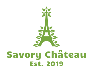 Green Leafy Eiffel Tower logo design