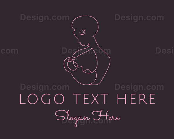 Pink Woman Breastfeeding Logo