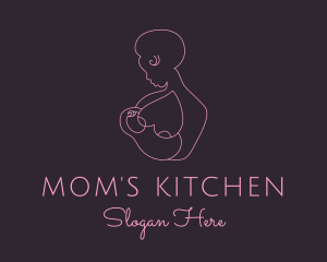 Pink Woman Breastfeeding logo design