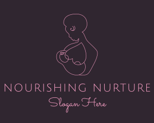 Pink Woman Breastfeeding logo design