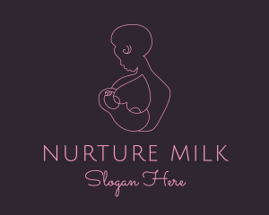 Pink Woman Breastfeeding logo design