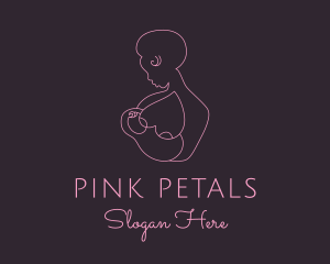 Pink Woman Breastfeeding logo design