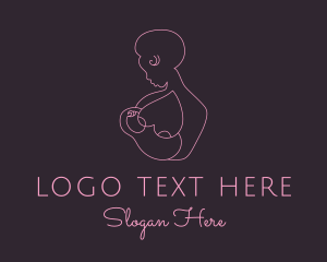 Gynecology - Pink Woman Breastfeeding logo design