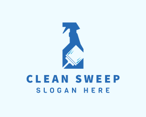 Sanitary Cleaning Spray Bottle logo design