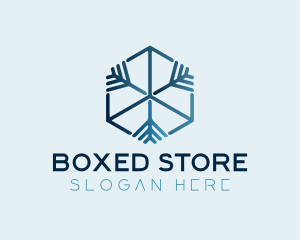 Minimalist Snowflake Cube logo design