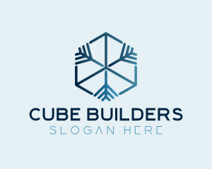 Minimalist Snowflake Cube logo design