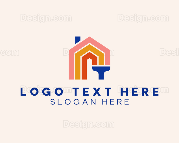 Modern House Paint Brush Logo