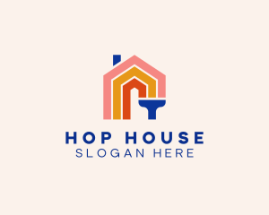 Modern House Paint Brush logo design