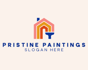 Modern House Paint Brush logo design