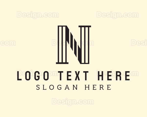 Modern Pillar Lines Letter N Logo