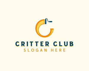 Paint Roller Letter C logo design