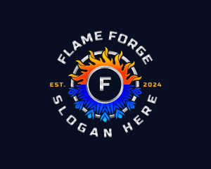 Fire Snowflake HVAC logo design