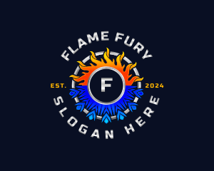 Fire Snowflake HVAC logo design