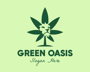 Green Cannabis Lion logo design