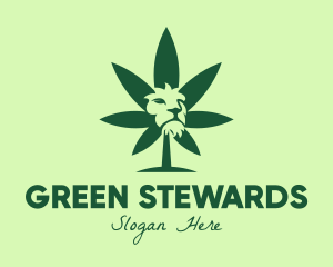 Green Cannabis Lion logo design