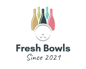 Bowling Wine Bottle logo design