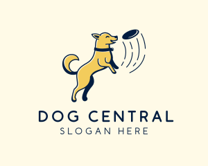 Playing Dog Frisbee logo design