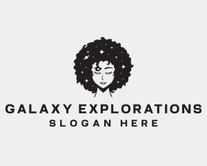 Afro Woman Outerspace logo design