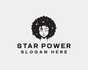 Afro Woman Outerspace logo design