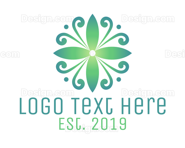 Stylish Green Flower Logo