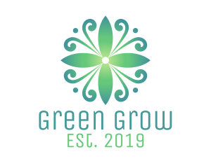 Stylish Green Flower logo design