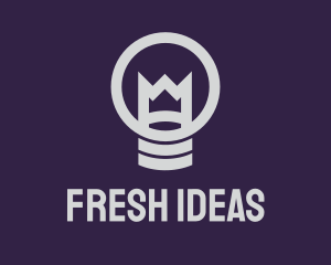 King Lamp Light Bulb logo design