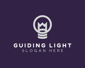 King Lamp Light Bulb logo design