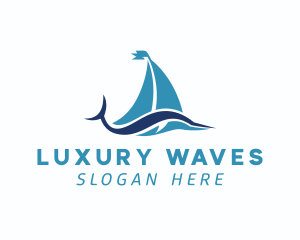 Sailboat Fish Wave logo design