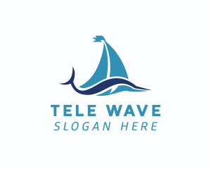 Sailboat Fish Wave logo design