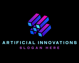 Artificial Intelligence Cube Cyber logo design