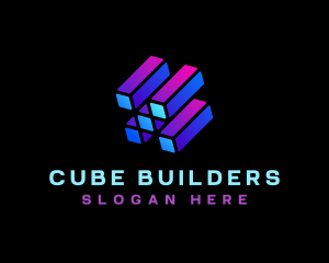 Artificial Intelligence Cube Cyber logo design