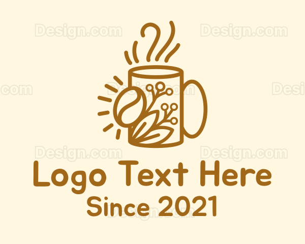 Organic Leaf Coffee Cup Logo