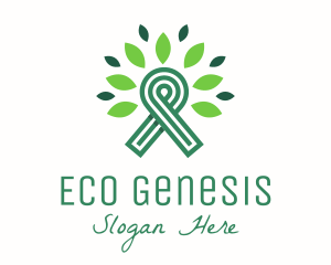 Green Natural Ribbon logo design