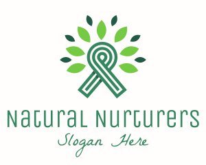 Green Natural Ribbon logo design