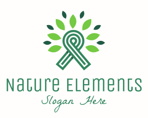 Green Natural Ribbon logo design