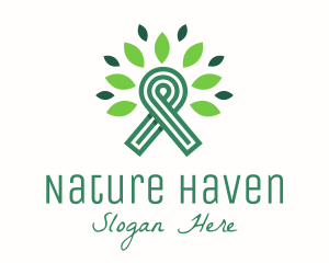 Green Natural Ribbon logo design