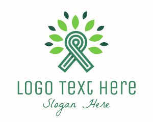 Awareness - Green Natural Ribbon logo design